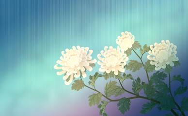 chrysanthemum white oriental style illustration wallpapers rainy sky 국화 사군자 배경화면