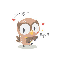 Cute Owl Illustration clipart in cartoon style