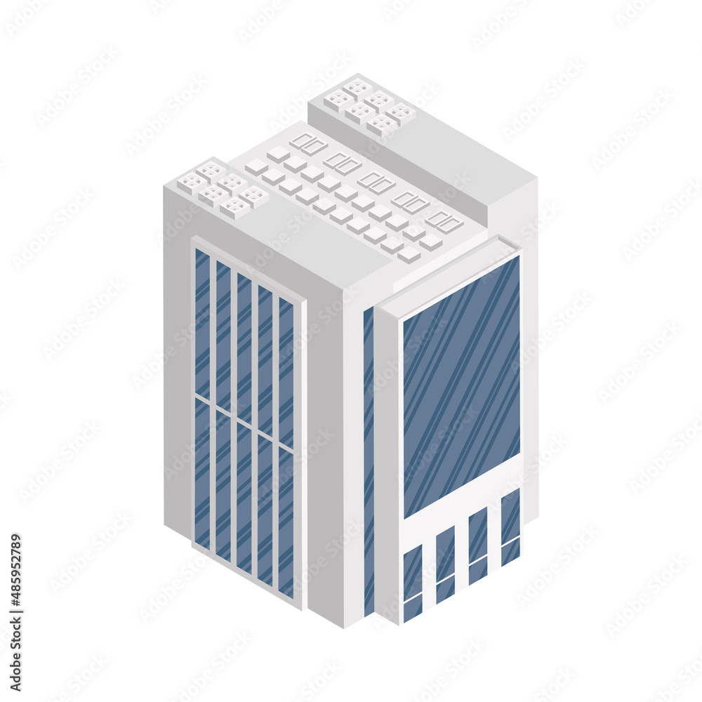 Poster isometric building gray