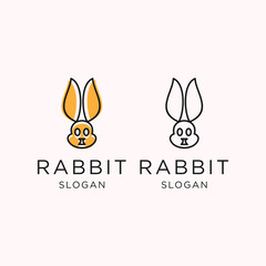 Rabbit logo icon flat design template