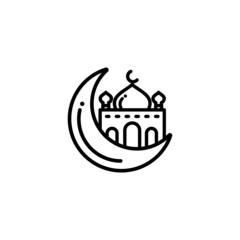 Ramadan outline icon vector illustration. Ramadan icon. Mosque icon