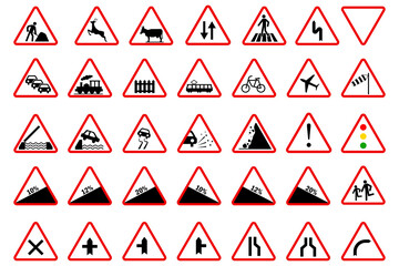 Priority road signs. Mandatory road signs. Traffic Laws. Vector illustration. stock image.