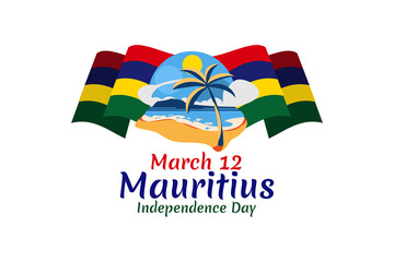March 12, Independence Day of Mauritius vector illustration. Suitable for greeting card, poster and banner.
