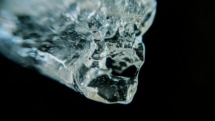 ice on a black background