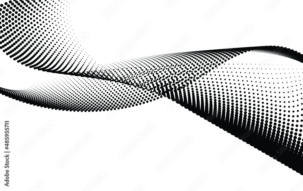 Wall mural Halftone Background. Gradient Halftone dots wave abstract background. Data technology wave background. 