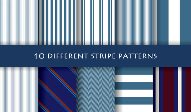  stripe pattern set. Vector illustration of a seamless striped background.