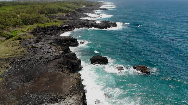 Aerial view on the Mauritius rocky coast
