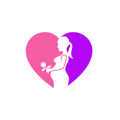 illustration of pregnant, mother icon, vector art.
