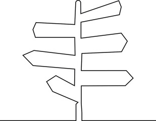 road direction sign arrow isolated on white background one continuous line drawing vector illustration for web banner design element postcard template