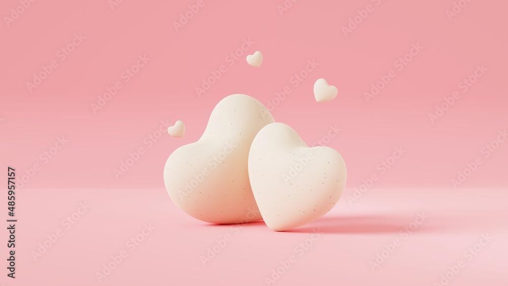Poster valentine'day concept.heart with paper texture on pink background.minimal concept of showcase for pr