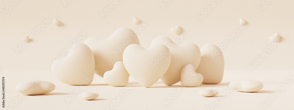 Leinwandbilder valentine'day concept.heart with paper texture on pastel color background.minimal concept of showcas