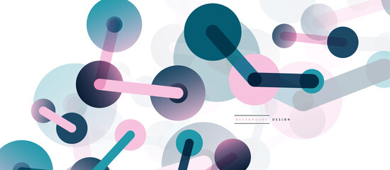 Abstract background. Round dots connected by lines. Trendy techno business template for wallpaper, banner, background or landing