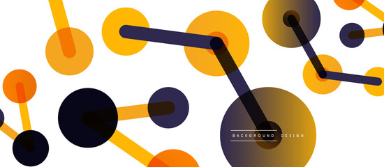 Abstract background. Round dots connected by lines. Trendy techno business template for wallpaper, banner, background or landing