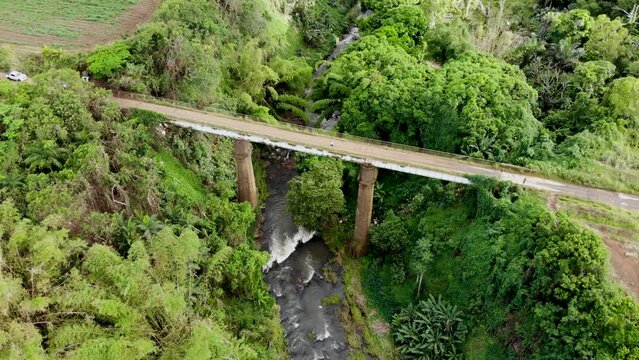 Aerial view on the old bridge in Mauritius