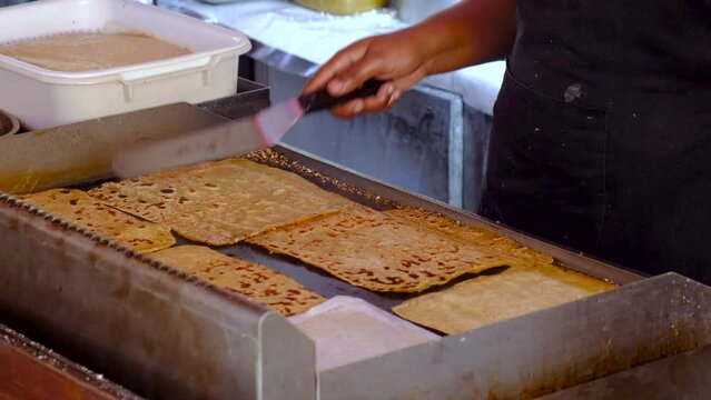 Pancakes cooking on the plate