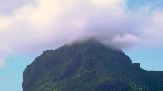 Timelapse view on Le Morne rock in Mauritius