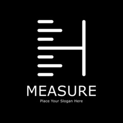 Letter H with ruler vector logo design. Suitable for education, banner, poster, print, pattern, and initial.