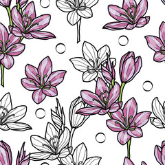 Botanical plants seamless pattern vector for fashion, web, wallpaper, fabric and all prints on white