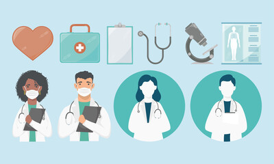 Fototapeta na wymiar ten medical healthcare icons