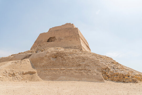 wrong pyramid in Meidum, near Cairo. Egypt. One of the oldest sights of Egypt in the desert.