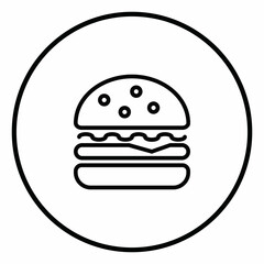 Burger line icon inside circle, fast food, line icons.