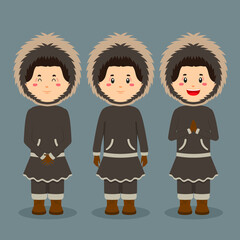 Eskimo Alaska Character with Various Expression