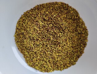 Healthy roasted Fennel Seed or Saunf Indian Traditional Digestive Food and mouth freshner.
