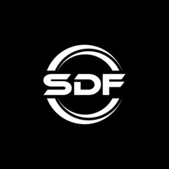 SDF letter logo design with black background in illustrator, vector logo modern alphabet font overlap style. calligraphy designs for logo, Poster, Invitation, etc.