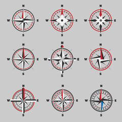 Compass. Cardinal directions in various models