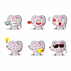 White love candy cartoon character with various types of business emoticons