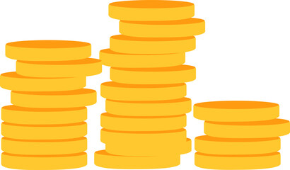 Illustration of coins in retail style on a white background