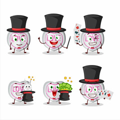 A white love candy Magician cartoon character perform on a stage