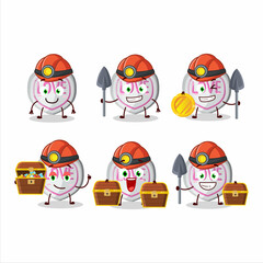 miners white love candy cute mascot character wearing helmet