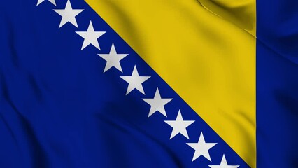 Bosnia and Herzegovina flag waving looping footage Full 4K (3840 x 2160) Realistic Bosnia and Herzegov Flag Looping background. Looping Closeup Full 4K footage. Bosnia country flags. March 1