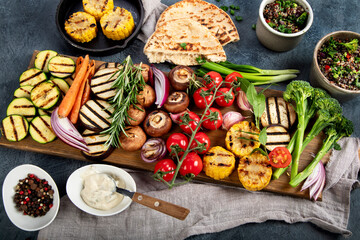 Grilled veegetables on light background.