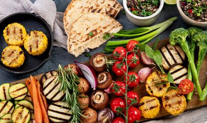 Grilled veegetables on light background.