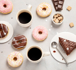 fresh donut with coffee