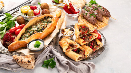 Turkish food on light background.