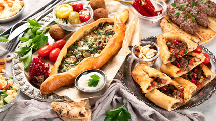 Turkish food on light background.