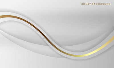 Abstract modern luxury dynamic wave light gold line and white gray smooth shadow background. Vector graphic Illustration.