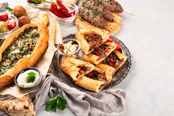 Turkish food on light background.