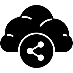 cloud sharing glyph icon