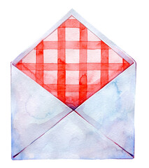 Love and Letters. Elements of romantic letters. Hand drawn watercolor illustrations. Watercolour cliparts