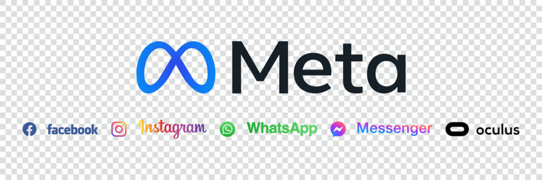 Meta Rebranding Social Media Logo Facebook, Instagram, Whatsapp, Messenger, Oculus Concept. Vector Editorial