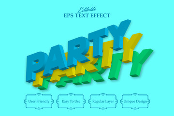 Fototapeta premium Editable text effect, Blue background, Party text, layer style