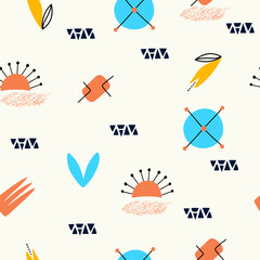 Abstract colorful seamless pattern, trendy template for design, shapes, elements, vector