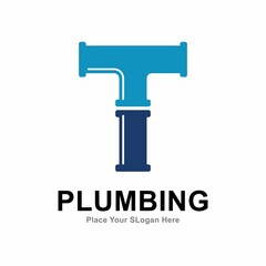 letter t with plumbing pipe logo vector design template. Suitable for pipe service, drainage, sanitation home, and maintenance service company   