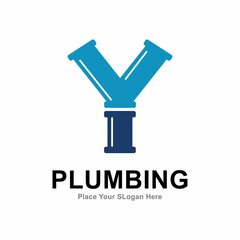 letter y with plumbing pipe logo vector design template. Suitable for pipe service, drainage, sanitation home, and maintenance service company    - obrazy, fototapety, plakaty
