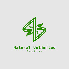 Natural and infinite NB lettering logo vector design.