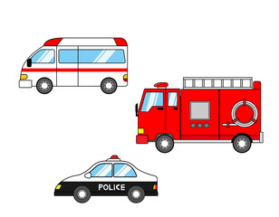救急車　消防車　パトカー　緊急車両　ベクターイラスト ©  NiSihSion